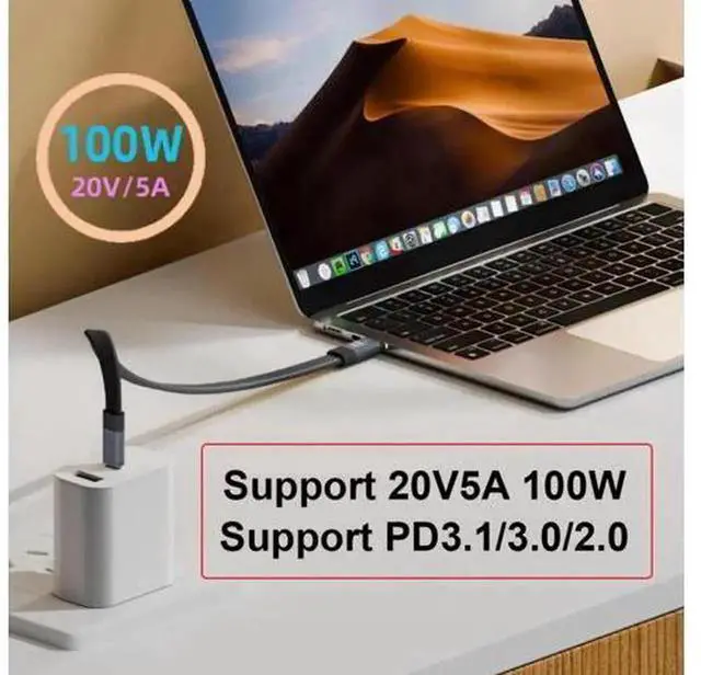 Alt view image 7 of 7 - 0.5M USB4 Flat Slim FPC Cable, 20Gbps Data Transfer, 100W PD Charging, 8K@60Hz 5K@60Hz Video Output, USB4.0 Compatible with Thunderbolt 3/4 for Laptop Docking Station Connection