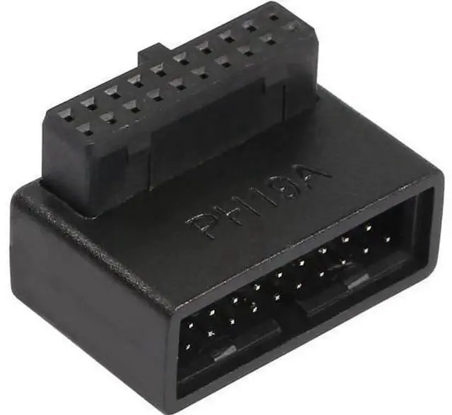 Main image of USB 3.0 19/20Pin 90Degree Up Angled Adapter Male to Female LTurn Right Angle Socket PH19A, Desktop Motherboard Internal Connector for PC Case FrontPanel USB Header Installation