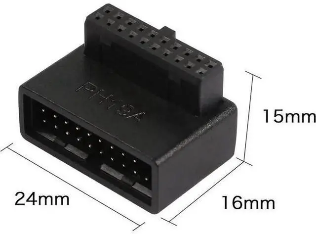 Alt view image 4 of 7 - USB 3.0 19/20Pin 90Degree Up Angled Adapter Male to Female LTurn Right Angle Socket PH19A, Desktop Motherboard Internal Connector for PC Case FrontPanel USB Header Installation