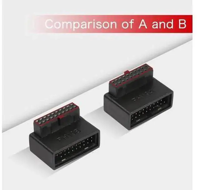 Alt view image 7 of 7 - USB 3.0 19/20Pin 90Degree Up Angled Adapter Male to Female LTurn Right Angle Socket PH19A, Desktop Motherboard Internal Connector for PC Case FrontPanel USB Header Installation