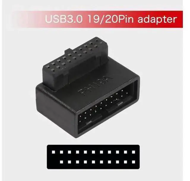 Alt view image 6 of 7 - USB 3.0 19/20Pin 90Degree Up Angled Adapter Male to Female LTurn Right Angle Socket PH19A, Desktop Motherboard Internal Connector for PC Case FrontPanel USB Header Installation