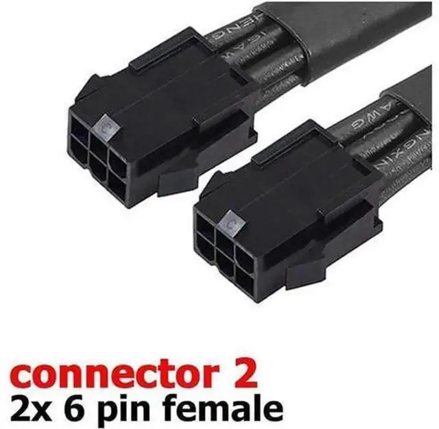 Alt view image 3 of 3 - Dual 6Pin Female to 8Pin Male GPU Power Adapter Cable, Braided Sleeved 9 Inches, PCIe Graphics Card Auxiliary Power Conversion Cable for Desktop PC Gaming Build
