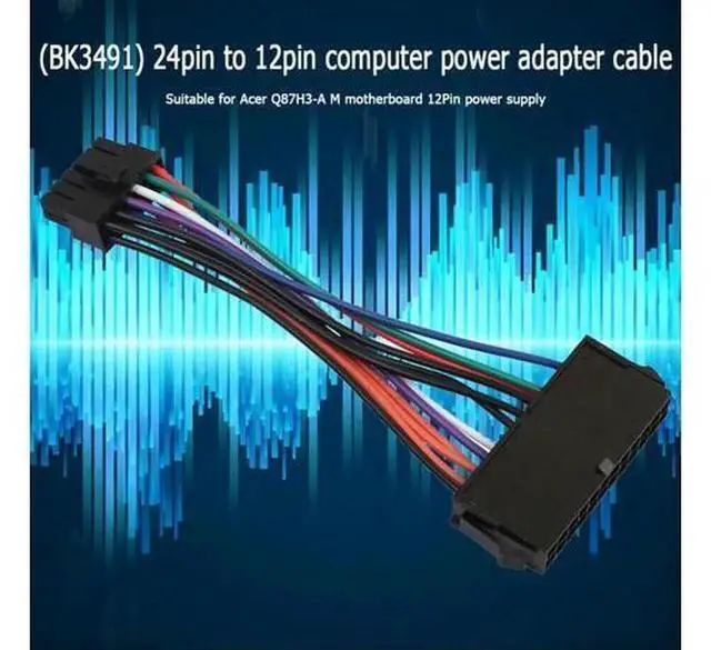 Alt view image 6 of 7 - 15cm ATX 24Pin Female to 12Pin Male Motherboard Power Converter Cable, Custom PSU Adapter Cord for Acer Q87H3AM Mainboard Replacement Power Mod Accessory