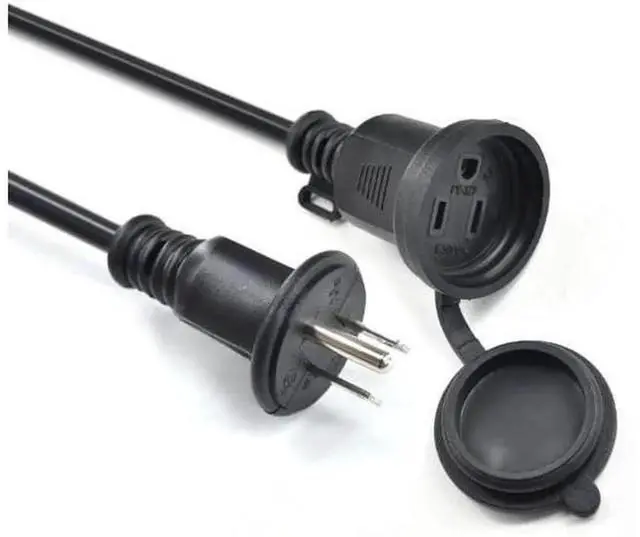 Main image of Outdoor Short Power Extension Cord 1ft/30cm, 16AWG 13A 3Prong Male to Female Cable with Weatherproof Waterproof Rubber Cover, Exterior Outside Socket Protector for Garden Patio Equipment