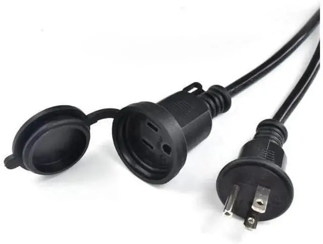 Alt view image 2 of 3 - Outdoor Short Power Extension Cord 1ft/30cm, 16AWG 13A 3Prong Male to Female Cable with Weatherproof Waterproof Rubber Cover, Exterior Outside Socket Protector for Garden Patio Equipment
