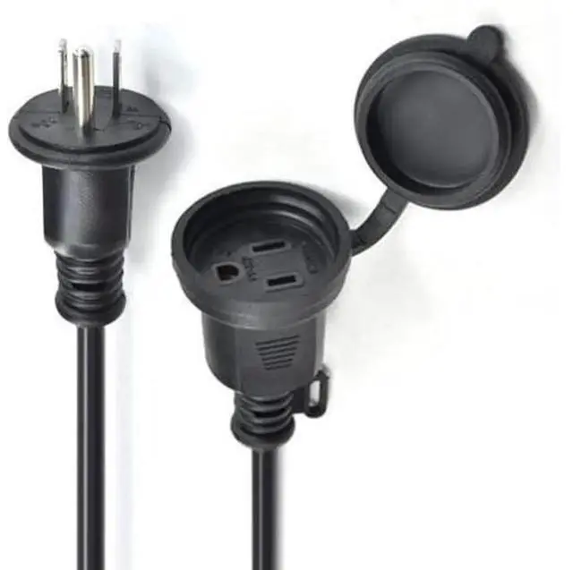 Alt view image 3 of 3 - 1ft / 30cm Short Outdoor Power Extension Cord, 16AWG 13A 3Prong Male to Female Cable with Weatherproof Waterproof Rubber Socket Cover for Garden Patio Exterior Power Connection