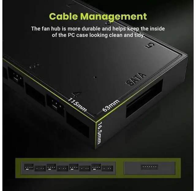 Alt view image 3 of 7 - IDCOOLING HA08 PWM ARGB Fan Hub, 8×4Pin PWM Ports & 8×5V 3Pin ARGB Ports, SATA Power Supply, Motherboard ARGB Sync Fan Controller for PC Case Cooling Fan Cable Management