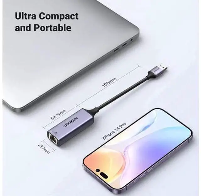 Alt view image 4 of 6 - UGREEN USB 3.0 to Gigabit Ethernet RJ45 LAN Network Adapter, 10/100/1000Mbps Wired Network Converter, DriverFree for Nintendo Switch, Windows, macOS, Linux, Laptops & Desktop PC Internet Connection