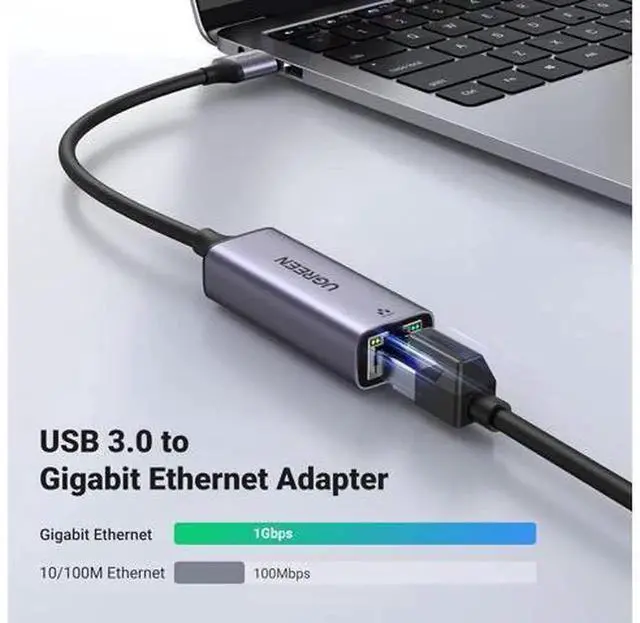 Alt view image 2 of 6 - UGREEN USB 3.0 to Gigabit Ethernet RJ45 LAN Network Adapter, 10/100/1000Mbps Wired Network Converter, DriverFree for Nintendo Switch, Windows, macOS, Linux, Laptops & Desktop PC Internet Connection