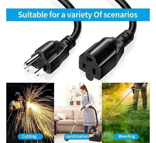 Alt view image 4 of 5 - 3.3ft /1M Short Power Extension Cord, 16AWG 13A HeavyDuty 3Prong Male Plug to Female Socket Outlet Saver Power Extension Cable for Home Office Appliance SpaceSaving Power Connection