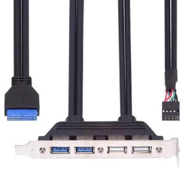 Main image of CY Internal PanelMount Cable 50CM, 4Port USB2.0 & USB3.0 Female Baffle with PCI Bracket, USB 2.0 9Pin + USB3.0 19Pin 20Pin Header to Motherboard Internal Extension Wire for PC Case Expansion