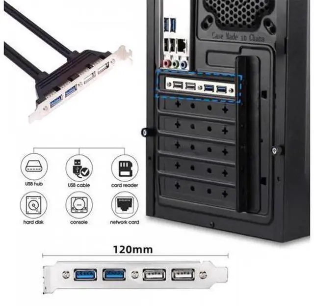 Alt view image 4 of 7 - CY Internal PanelMount Cable 50CM, 4Port USB2.0 & USB3.0 Female Baffle with PCI Bracket, USB 2.0 9Pin + USB3.0 19Pin 20Pin Header to Motherboard Internal Extension Wire for PC Case Expansion