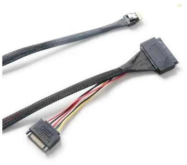 Alt view image 2 of 4 - 80cm SlimSAS SFF8654 4i to SFF8639 U.2 Extension Adapter Cable, HighSpeed NVMe U.2 SSD Data Cord with SATA 15Pin Power for Server Workstation Storage System, Dropshipping Available