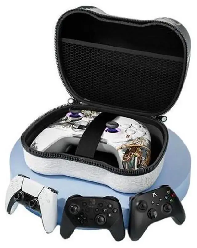 Alt view image 4 of 7 - EVA Hard Travel Carrying Case Shockproof Protective Storage Box With Handle & Inner Mesh Pocket, Game Controller Travel Bag for Switch Pro, PS5 DualSense, Xbox Series Gamepad Controllers