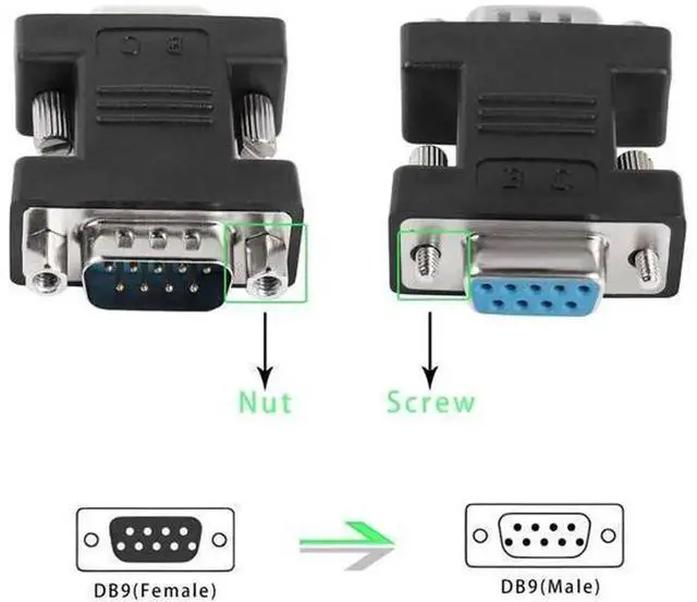 Alt view image 6 of 6 - RS232 DB9 Female to Male Serial Extender Adapter, Black 9Pin DB9 Serial Coupler Converter, for PLC, POS, Access Control and Other RS232 Serial Communication Interface Devices