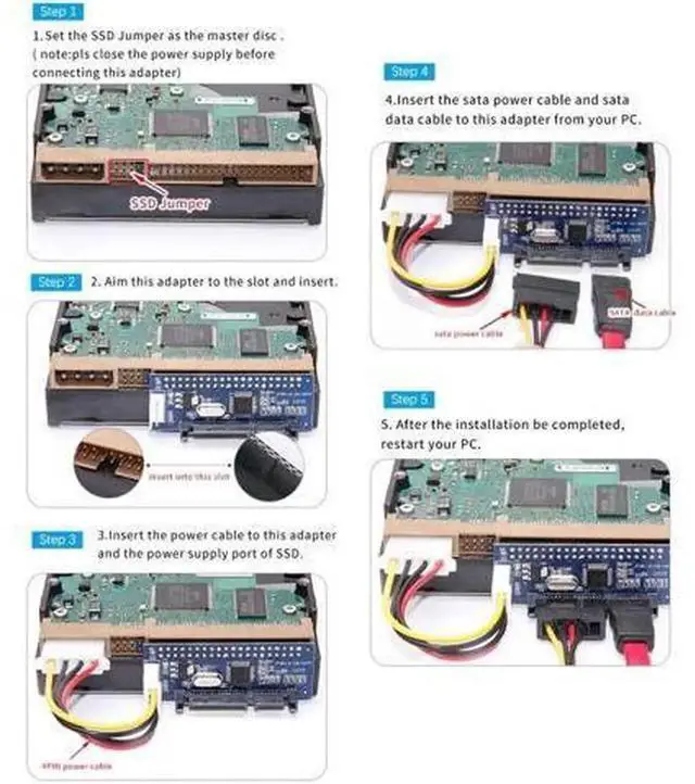 Alt view image 5 of 6 - 39Pin IDE PATA to SATA Adapter Converter Card, IDE to SATA Connector for 3.5" IDE PATA Hard Disk Drive, Comes With Data & Power Cable for Old PATA HDD Storage Retrofit