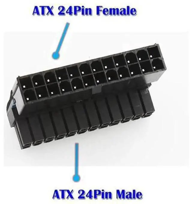 Alt view image 3 of 4 - 90Degree ATX 24Pin to 24Pin Motherboard Power Plug Adapter, RightAngle 24Pin ATX Mainboard Power Connector for Modular PSU, Improve Internal Cable Routing for Desktop PC Chassis