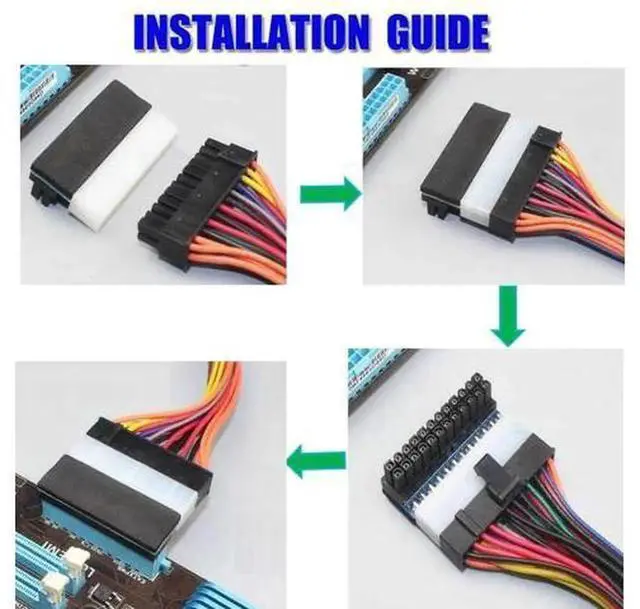 Alt view image 3 of 6 - 90Degree ATX 24Pin to 24Pin Motherboard Power Plug Adapter, RightAngle 24Pin ATX Mainboard Power Connector for Modular PSU, Desktop PC Chassis Cable Management Adapter AABBCCDDFF