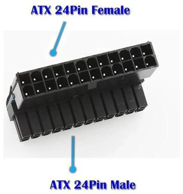 Alt view image 4 of 6 - 90Degree ATX 24Pin to 24Pin Motherboard Power Plug Adapter, RightAngle 24Pin ATX Mainboard Power Connector for Modular PSU, Desktop PC Chassis Cable Management Adapter AABBCCDDFF