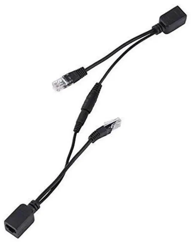 Alt view image 3 of 5 - 2Pcs Passive PoE Injector Splitter Cable Kit, RJ45 LAN DC Male Power Over Ethernet Adapter, Black, for IP Security Camera, Network Switch, Passive POE Power Supply Transmission Accessory