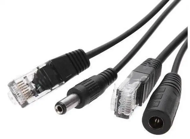 Alt view image 2 of 5 - 2Pcs Passive PoE Injector Splitter Cable Kit, RJ45 LAN DC Male Power Over Ethernet Adapter, Black, for IP Security Camera, Network Switch, Passive POE Power Supply Transmission Accessory