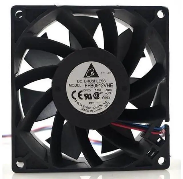 Alt view image 3 of 4 - Delta FFB0912VHE Replacement Cooling Fan, 90×90×38mm 9038 9CM DC12V 0.75A High Air Volume 90mm Powerful Fan for Server Chassis, Industrial Cabinet Equipment Heat Dissipation