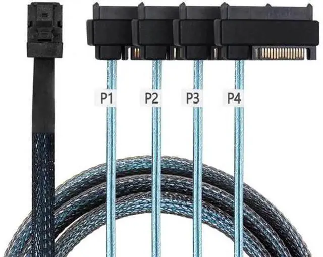 Main image of SF012 Internal Mini SAS Cable, SFF8643 Host to 4×29Pin SFF8482 Target Disk Breakout Cable, 6Gbps HighSpeed Data Cord for Server RAID Controller Storage System Installation