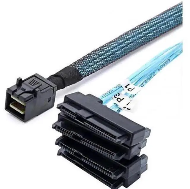 Alt view image 3 of 7 - SF012 Internal Mini SAS Cable, SFF8643 Host to 4×29Pin SFF8482 Target Disk Breakout Cable, 6Gbps HighSpeed Data Cord for Server RAID Controller Storage System Installation