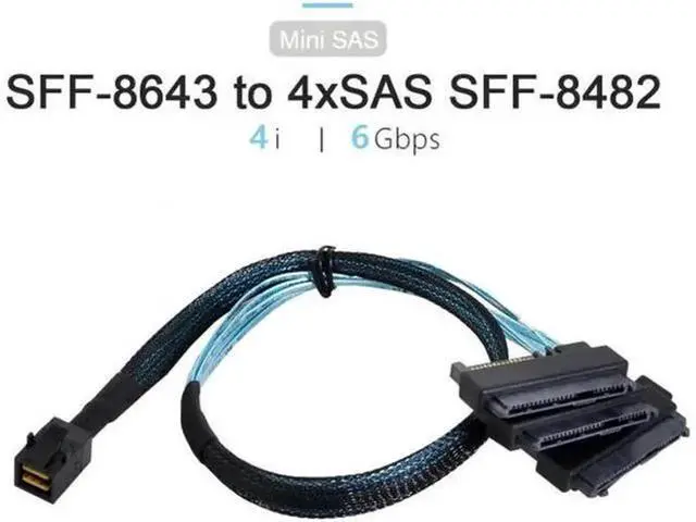 Alt view image 2 of 7 - SF012 Internal Mini SAS Cable, SFF8643 Host to 4×29Pin SFF8482 Target Disk Breakout Cable, 6Gbps HighSpeed Data Cord for Server RAID Controller Storage System Installation