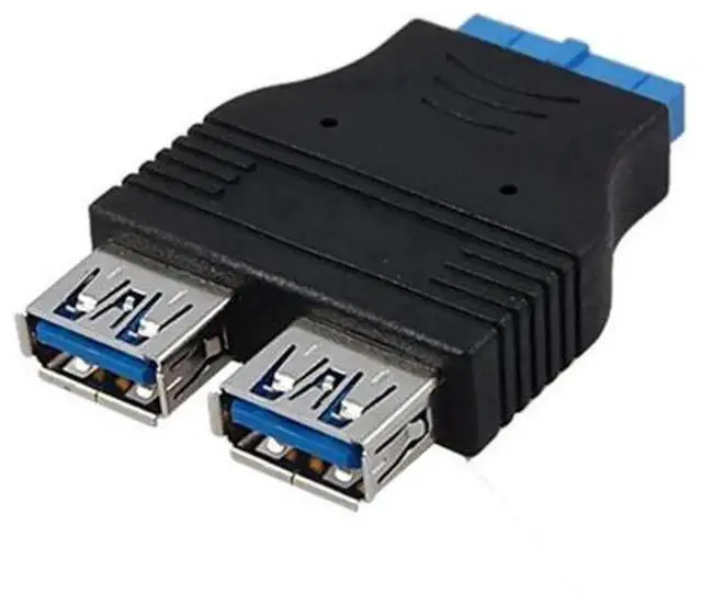 Main image of 2Port USB 3.0 A Female Hub Motherboard 20Pin Header Adapter Converter, Internal FrontPanel Connector Adapter for Desktop PC Mainboard USB 3.0 Expansion