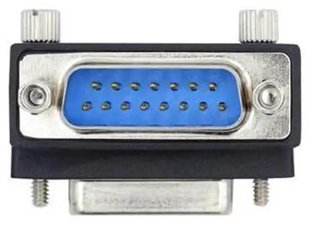 Main image of 90Degree Down Angled DB15 DSUB RS232 Adapter, Mini 15Pin Male to Female DSUB Connector with Extended Locking Screw Nuts, RightAngle Serial Converter for LimitedSpace Industrial Wiring