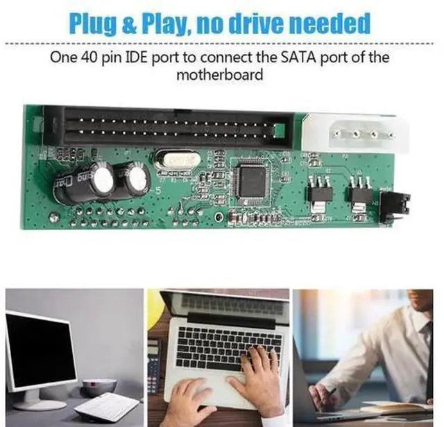 Alt view image 4 of 4 - SATA to PATA IDE Converter Adapter Plug&Play Module, Support 7+15 Pin Power, 2.5Inch & 3.5Inch SATA HDD SSD DVD Drive Converter for IDE Motherboard Interface Connection