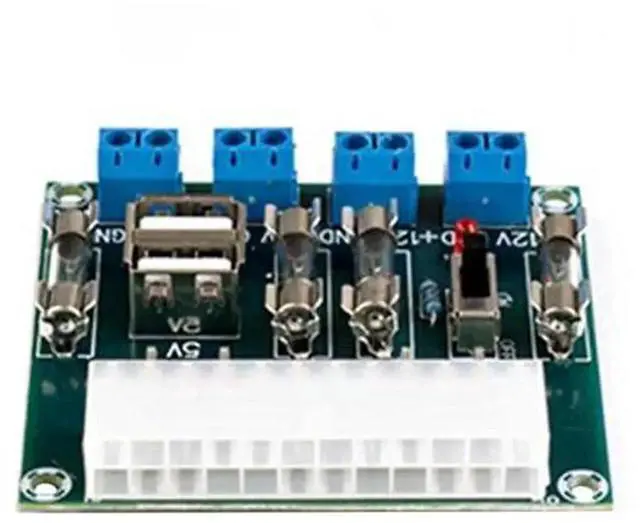 Main image of ATX Transfer Board Power Adapter Supply Test Module, Desktop ATX Power Supply Circuit Outlet Breakout Module, 24Pin ATX Power Test Board for PC Power Source Detection, Hardware Debugging & DIY Modific