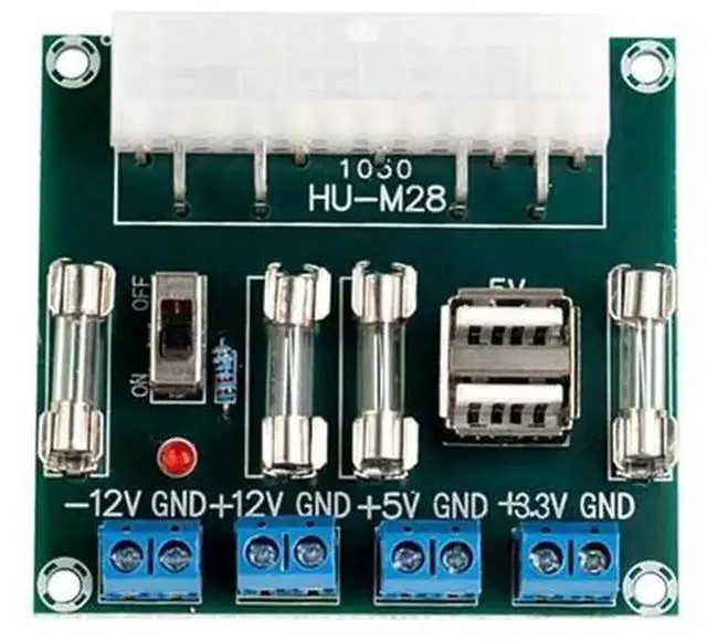 Alt view image 6 of 7 - ATX Transfer Board Power Adapter Supply Test Module, Desktop ATX Power Supply Circuit Outlet Breakout Module, 24Pin ATX Power Test Board for PC Power Source Detection, Hardware Debugging & DIY Modific