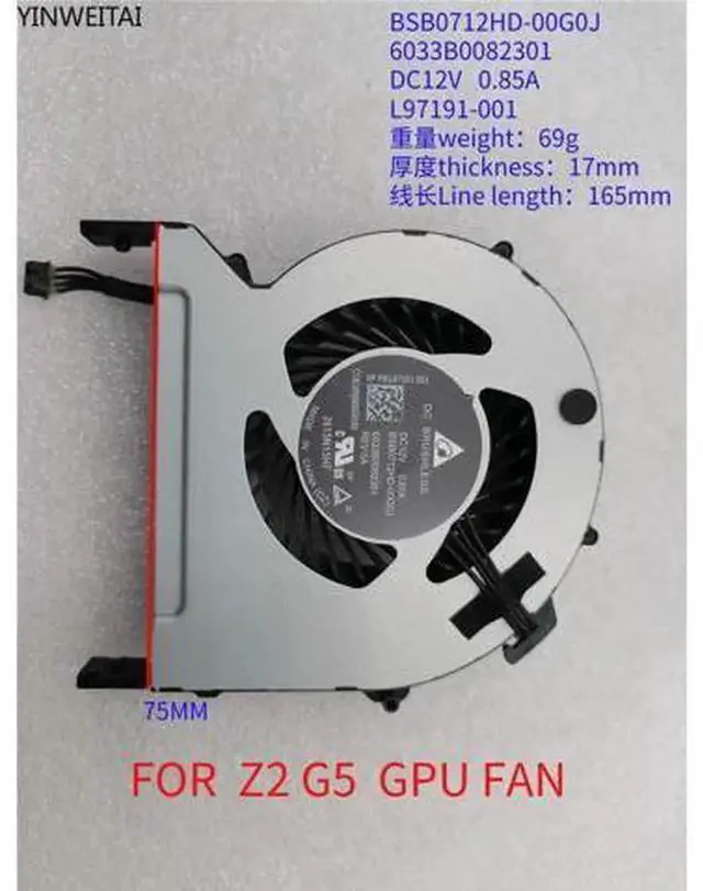 Main image of GPU Cooling Fan for HP Z2 Mini G5, Replacement BSB0712HD00G0J 6033B0082301 L97191001 DFS200912AP0T, DC 12V 4Pin Blower Fan for Mini Workstation GPU Thermal Repair