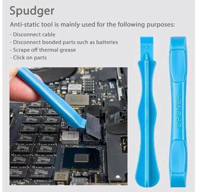 Alt view image 3 of 7 - Opening Pry Repair Tool Kit with ESD Spudgers, AntiStatic Brush and Metal Spudger, Safe Disassembly Set for Laptop, Game Console, Computer Electronic Device Maintenance