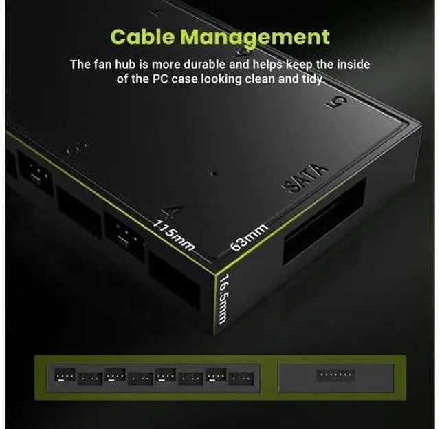 Alt view image 3 of 7 - IDCOOLING HA08 Fan Hub, 8PWM + 8ARGB Ports SATAPowered Fan Adapter, 5V ARGB Motherboard Sync Splitter for PC Case Internal Cooling Fan Cable Management