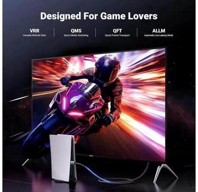Alt view image 2 of 7 - UGREEN Certified UltraHighSpeed HDMI 2.1 Cable 48Gbps 6.6FT Aluminum Shell, Supports 8K@60Hz 4K@240Hz 10K, HDCP2.2/2.3 eARC HDR10 Dolby for Game Console TV Monitor