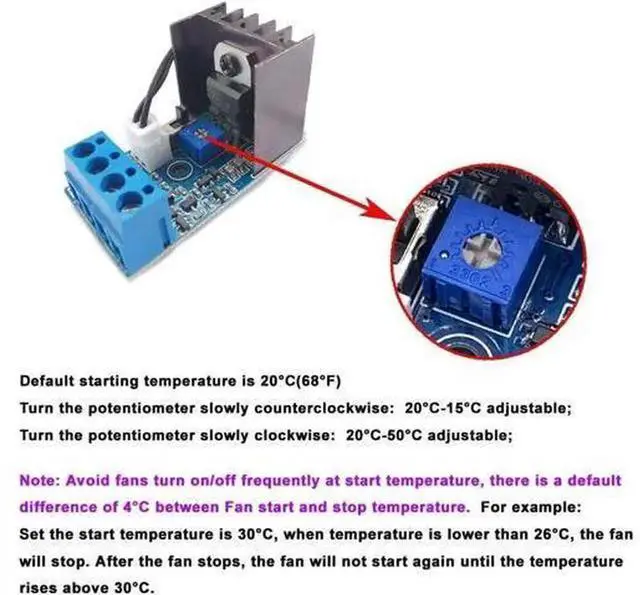Alt view image 2 of 7 - DC12V 1A Automatic TemperatureControlled Fan Speed Governor, PC CPU Case Fan Speed Controller with Temperature Sensor, Supports 2Wire 3Wire 4Wire Cooling Fans for Chassis Heat Dissipation