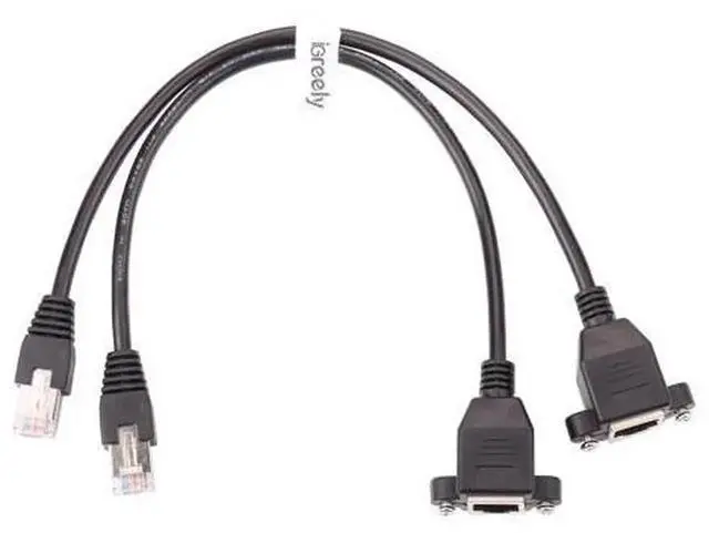 Alt view image 5 of 5 - iGreely 2Pack RJ45 Male to Female Screw Panel Mount Ethernet Extender Cable, 2ft/60cm Cat6 Cat5e Cat5 LAN Network Extension Cord for Panel Hole Installation