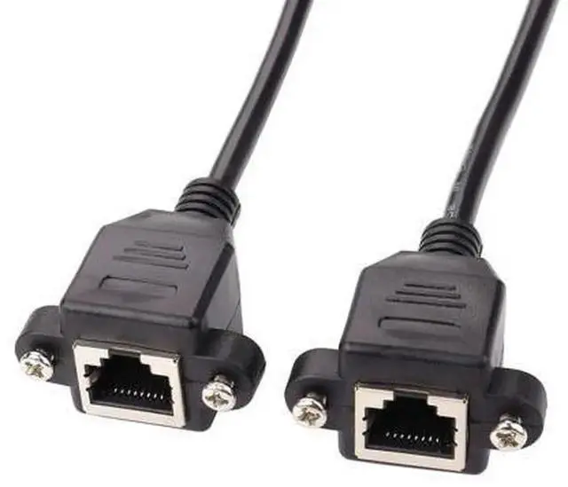 Alt view image 3 of 5 - iGreely 2Pack RJ45 Male to Female Screw Panel Mount Ethernet Extender Cable, 2ft/60cm Cat6 Cat5e Cat5 LAN Network Extension Cord for Panel Hole Installation