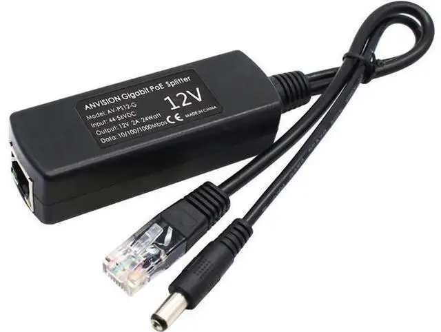 Alt view image 5 of 6 - ANVISION AVPS12G Gigabit PoE Splitter, 48V PoE Input to 12V 2A DC Output Ethernet Adapter, IEEE802.3af Compliant PoE Power Splitter for Security Camera, Wireless AP, VoIP Phone Network Devices