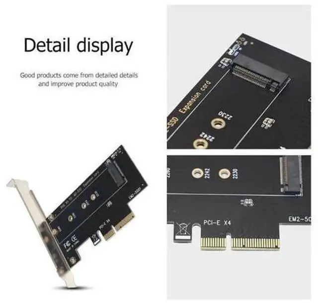 Alt view image 4 of 6 - MKey M.2 NVMe SSD to PCIe 3.0 X4 Adapter Card, M.2 SSD Riser Card Supports 2230 2242 2260 2280 Size Drives, Compatible with PCIE X4 X8 X16 Desktop Motherboard Slots
