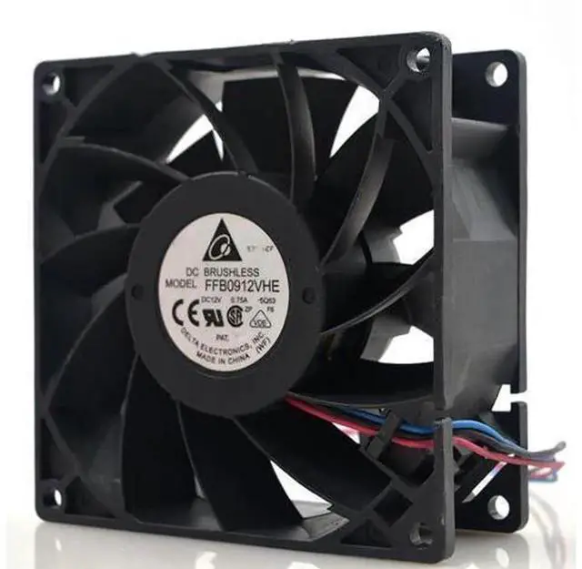 Main image of Delta FFB0912VHE 9038 HighAirflow Cooling Fan, 90×90×38mm 9CM DC12V 0.75A 2Wire Axial Fan, Powerful LargeAirVolume Replacement Fan for PC Chassis, Power Supply and Industrial Cabinet