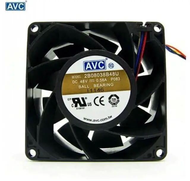 Main image of AVC 2B08038B48U 8038 PWM Cooling Fan, 80x80x38mm 48V DC 0.58A 4Pin PWM HighPower Axial Fan, Replacement Fan for Industrial Cabinet, Server Chassis Heat Dissipation