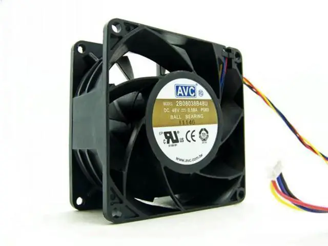Alt view image 2 of 3 - AVC 2B08038B48U 8038 PWM Cooling Fan, 80x80x38mm 48V DC 0.58A 4Pin PWM HighPower Axial Fan, Replacement Fan for Industrial Cabinet, Server Chassis Heat Dissipation