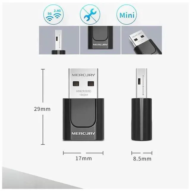 Alt view image 6 of 7 - MERCURY 650M 11AC DualBand USB WiFi Adapter Mini Wireless Network Card, 2.4GHz & 5GHz 802.11AC WiFi Receiver for Windows XP/7/8/10 32Bit & 64Bit Desktop Laptop