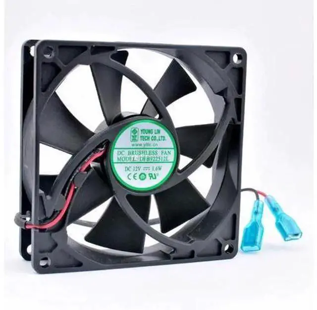 Alt view image 2 of 4 - 92mm 92x92x25mm DC12V 1.6W 2Wire Double Ball Bearing Cooling Fan DFB922512L, Replacement Chassis Power Supply CPU Cooler Fan for Computer Cabinet & Industrial Equipment