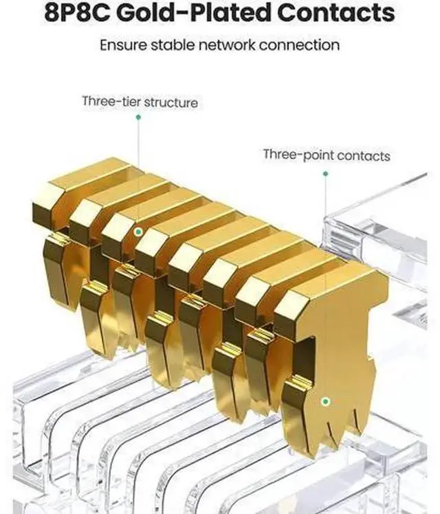 Alt view image 5 of 7 - UGREEN 50Pack PassThrough RJ45 Connectors, Cat5e Cat6 8P8C UTP Crystal LAN Plugs, GoldPlated Ethernet Crimp Network Plugs for Custom DIY Home Office Surveillance Network Cables