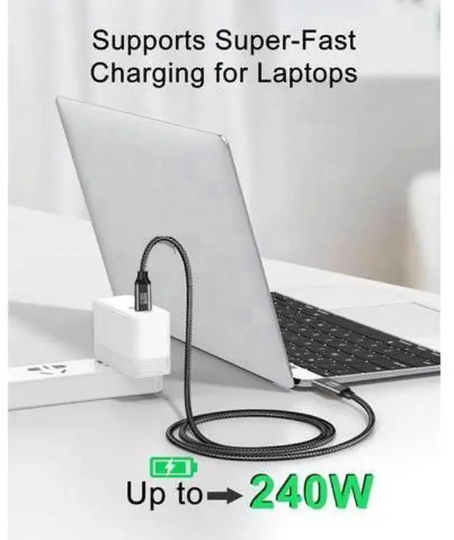 Alt view image 6 of 7 - 240W PD3.1 USBC to USBC Cable 6.6ft / 2M, 48V 5A Nylon Braided Fast Charging TypeC Cord for MacBook Pro, iPad Pro, Galaxy S22 / A10 and Other USBC Enabled Devices